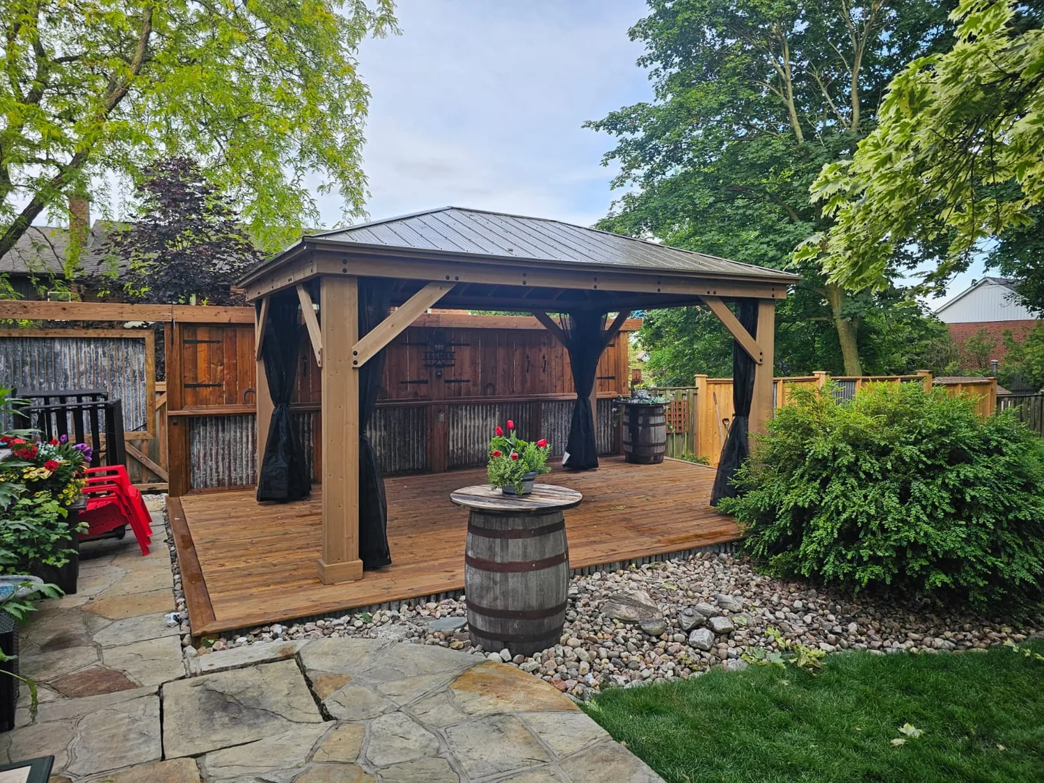 Cedar gazebo on an existing deck