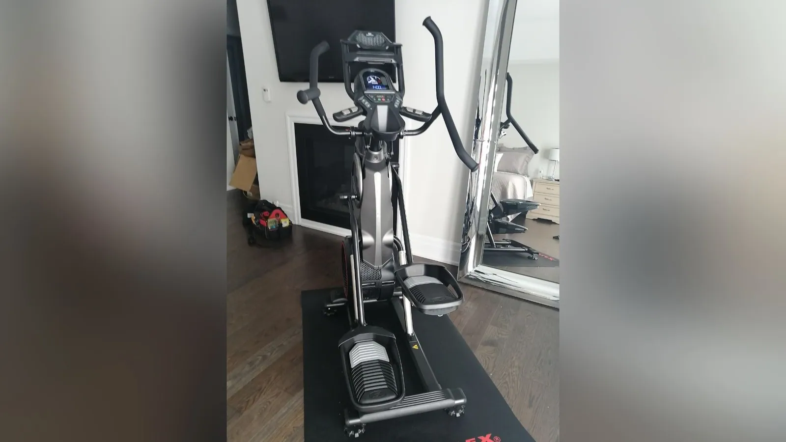 Weight rack and bench assembled in a GTA home gym