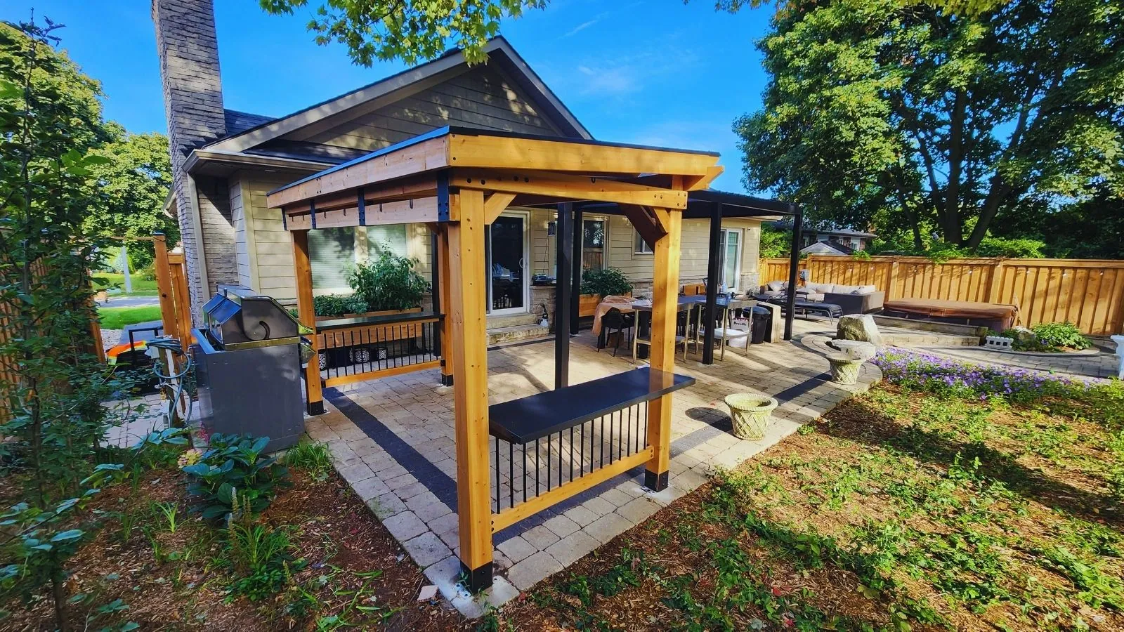 Gazebo installation completed in a Mississauga backyard