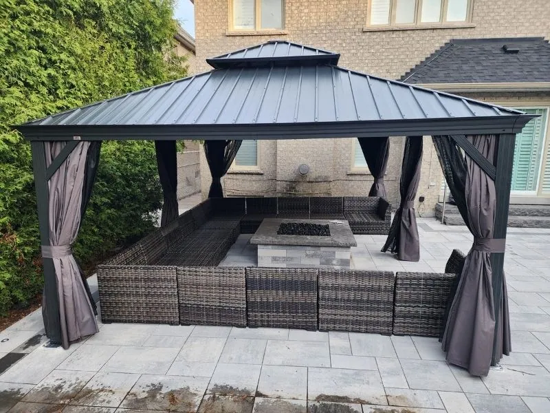 Gazebo installation completed in a Mississauga backyard