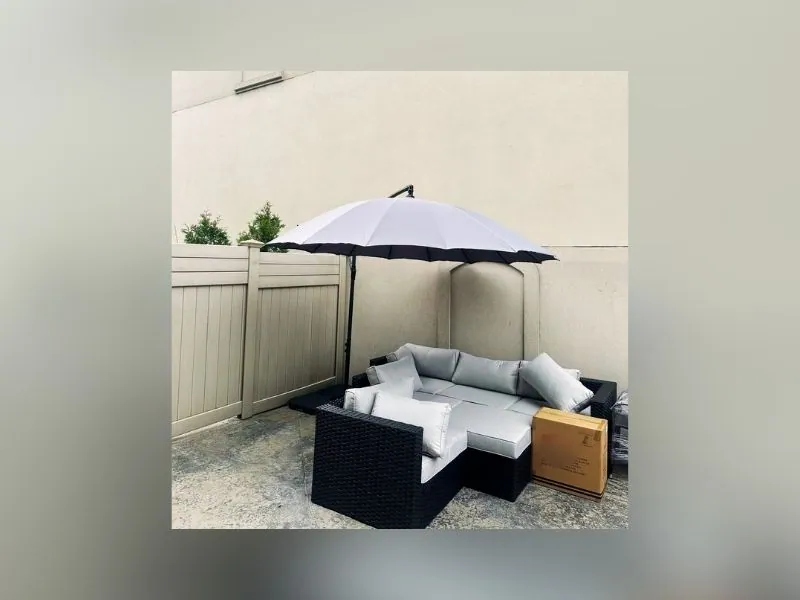 Patio furniture set built and levelled in a GTA backyard