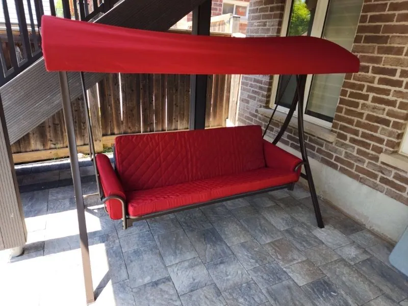 Outdoor lounge set assembled beside a pool