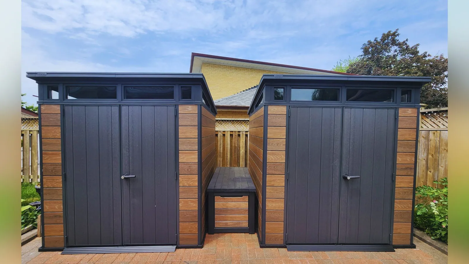 Storage shed assembled in a Brampton backyard