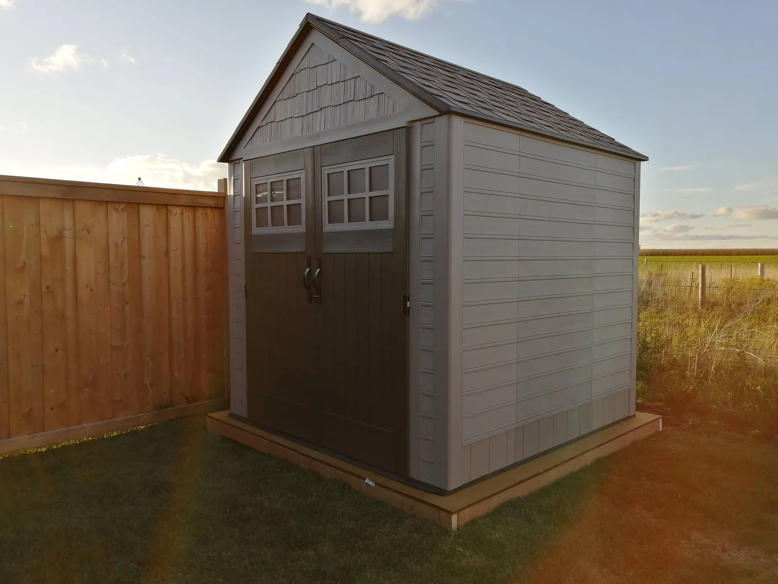Wood shed foundation built level on sloping ground