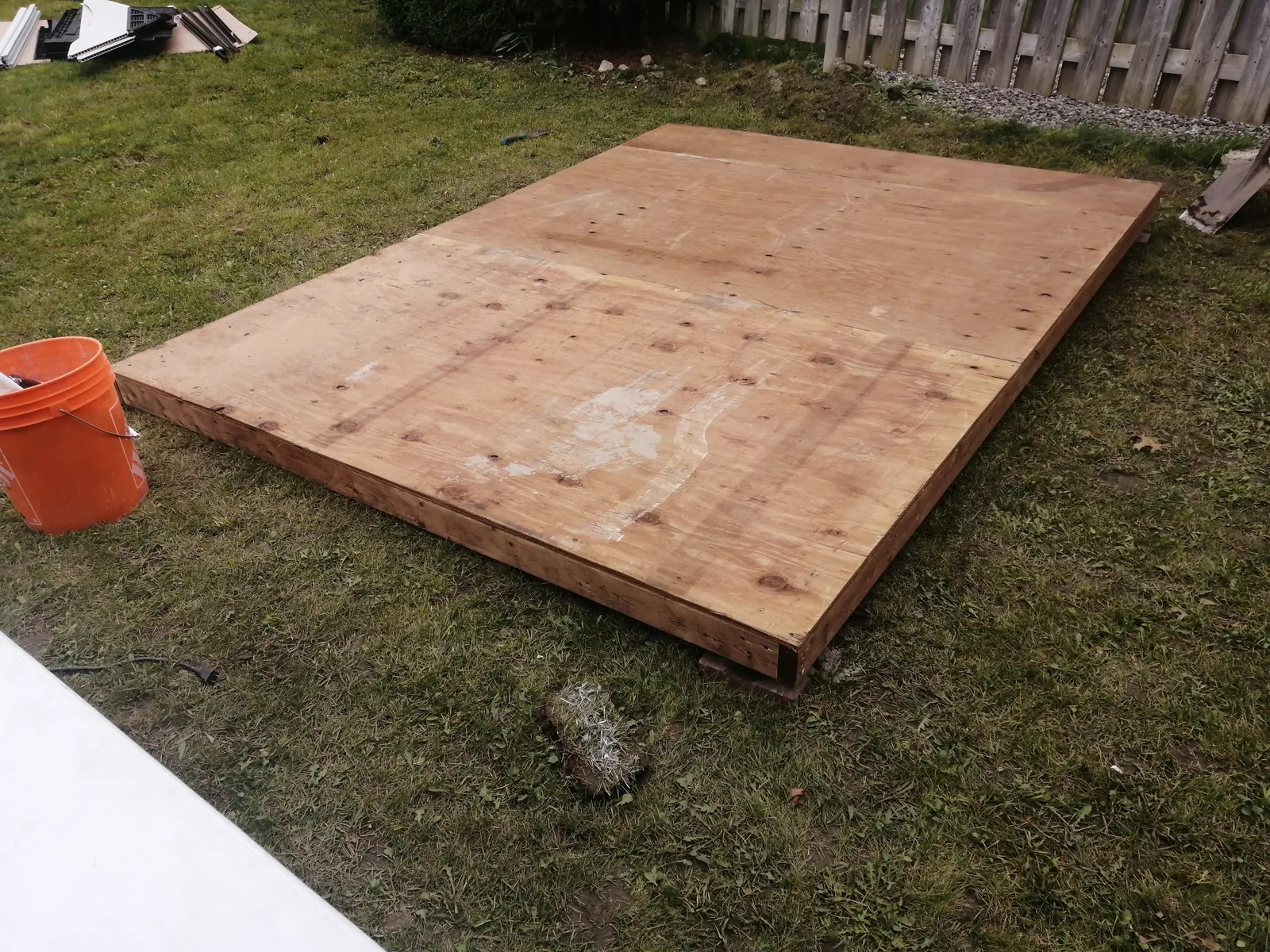 Shed installed on a Helperama-built wood foundation