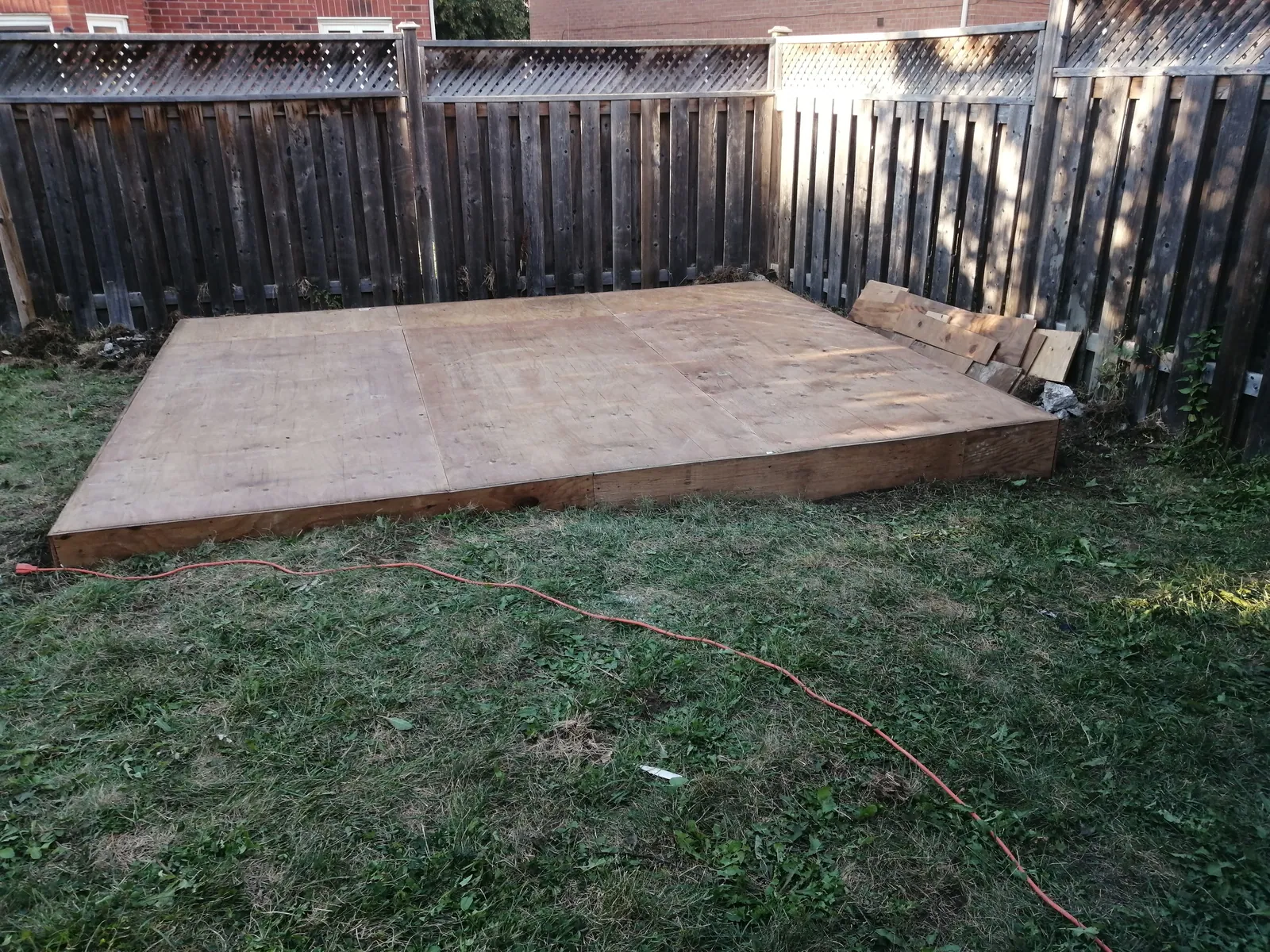 Shed installed on a Helperama-built wood foundation